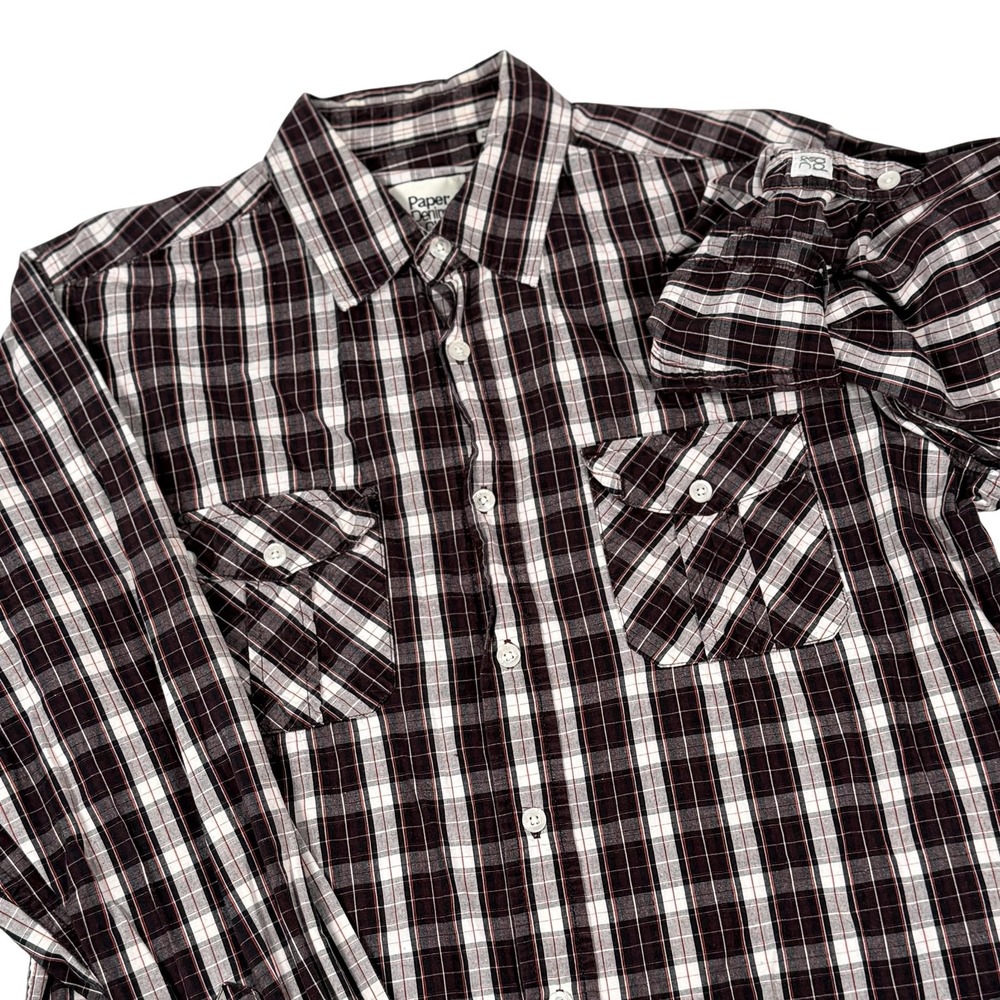 Paper Denim & Cloth Shirt M Plaid LS Button Front Pockets Western Rodeo Cowboy